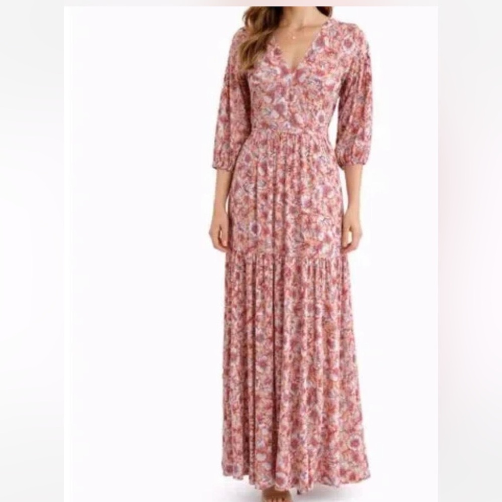 Poupette St. Barth Floral V‑Neck Maxi Dress